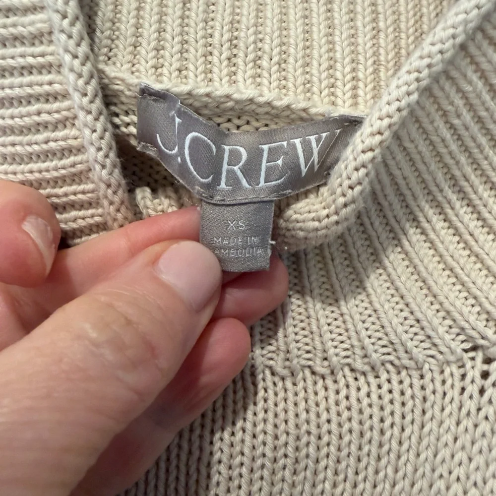 J. Crew Cream Turtleneck Rolled Hemline Sweater / Cotton / xsmall